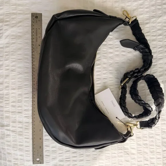 NWT Jules Kae shoulder/crossbody/hobo bag in black vegan leather - Picture 10 of 12